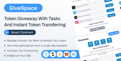 GiveSpace BSC Token Giveaway With Tasks And Instant Token Transferring + Smart Contract