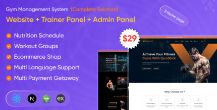 Gymstick- Gym Management System Website Trainer Panel Admin Panel (MERN)