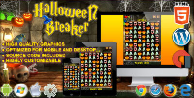 Halloween Breaker - HTML5 Construct Match 3 Game