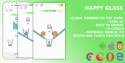 Happy Glass. Mobile, Html5 Game. .c3p (Construct 3)