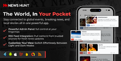News Hunt - Flutter News app for Android and iOS with Laravel Admin Panel