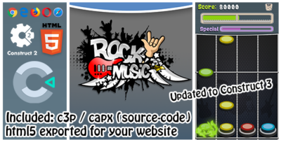 Rock Music (Guitar Hero Style) - Construct 23 (capx - c3p) HTML5 Game