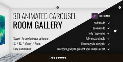 Room Gallery 3D Animated Image Carousel for Your Art – Super Easy to Implement (jQueryReactTS)