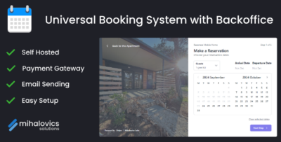 Universal Self Hosted Booking System with a Backoffice and Stripe Payment Gateway Integration