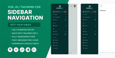 Vue.js Tailawind CSS Admin Panel Sidebar Navigation