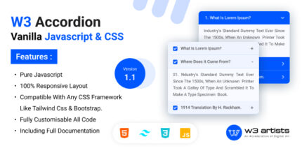 W3 Accordion with Vanilla Javascript & CSS