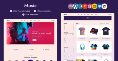 Music - Music Store, Musical Instruments, and Accessories Multipurpose WooCommerce Elementor Theme