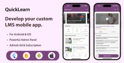 Quick Learn - Online Course Learning Flutter Mobile App LMS App Flutter with Firebase Backend