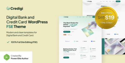 Credigi – Digital Bank & Credit Card FSE WordPress Theme
