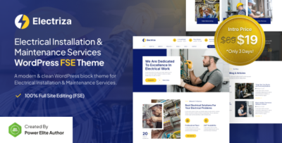 Electriza – Electrical Installation & Maintenance Services FSE WordPress Theme