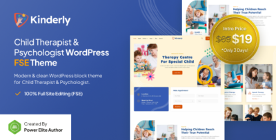 Kinderly – Child Therapist & Psychologist FSE WordPress Theme