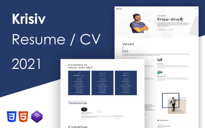 Krisiv - Resume CV One Page Bootstrap Template