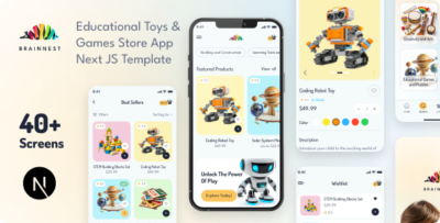 BrainNest - Educational Toys & Games Store Next JS Mobile App | PWA