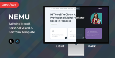 Nemu - Tailwind NextJS Personal vCard/Portfolio Template
