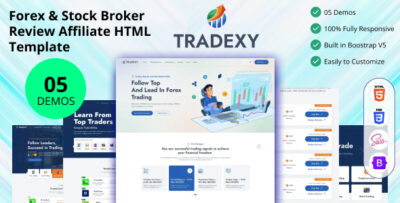 Tradexy - Forex & Stock Broker Review & Comparison Affiliate HTML Template