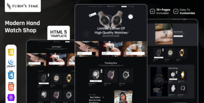 Turnstime - Modern Hand Watch Shop eCommerce HTML5 Template