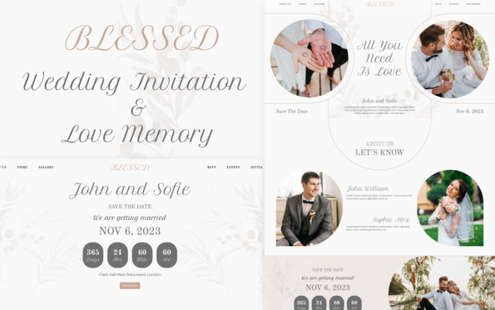 Blessed Elegant Wedding HTML Template Share Your Love Story Website Template