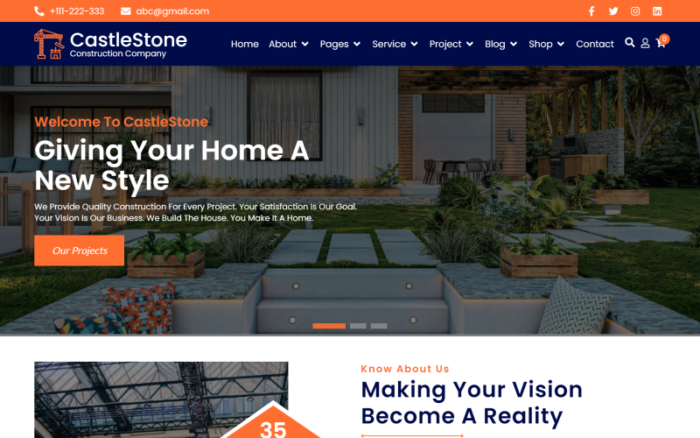 CastleStone Construction Company React Website Template