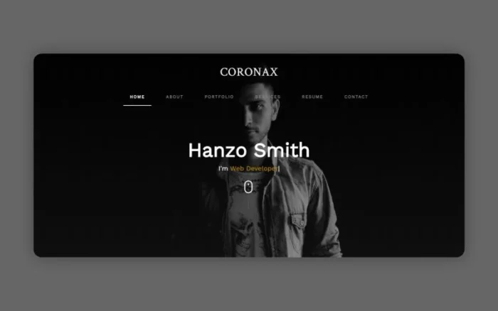 Coronax Personal Portfolio Landing Page Template