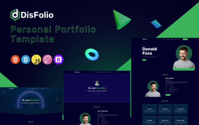 Disfolio Personal Portfolio HTML Template Website Template
