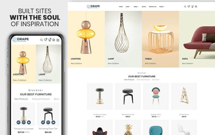 Drap Furniture Interior Bootstrap Shopify Theme