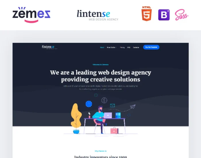 Lintense Corporate Web Design Agency Creative HTML Landing Page Template