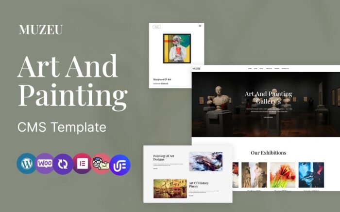 MUZUE Art and Sculpture Gallery Wordpress Elementor Theme WordPress Theme