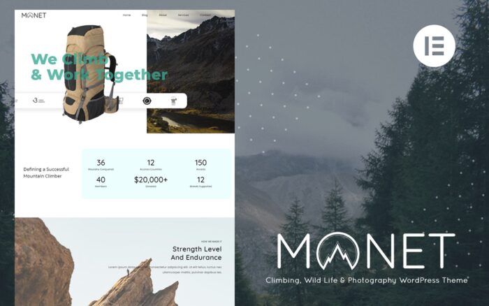 Monet Climbing Wild Life Photography WordPress Theme