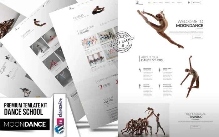 Moondance High Quality Dance School Studio Elementor Pro Template Kit Elementor Kit