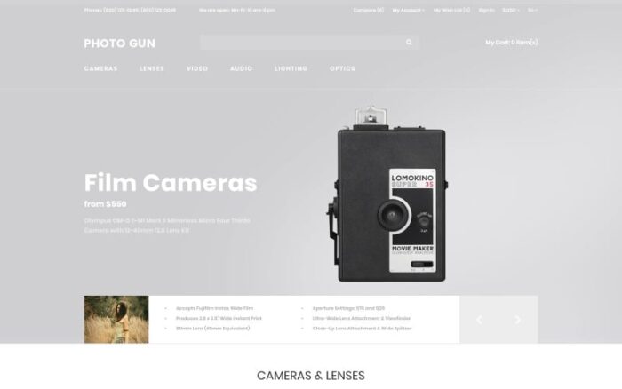 Photo Gun Electronics Store D¡ommerce Modern OpenCart Template