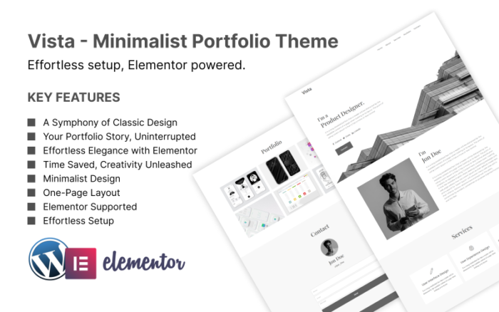 Vista Minimalist Portfolio Theme WordPress Theme