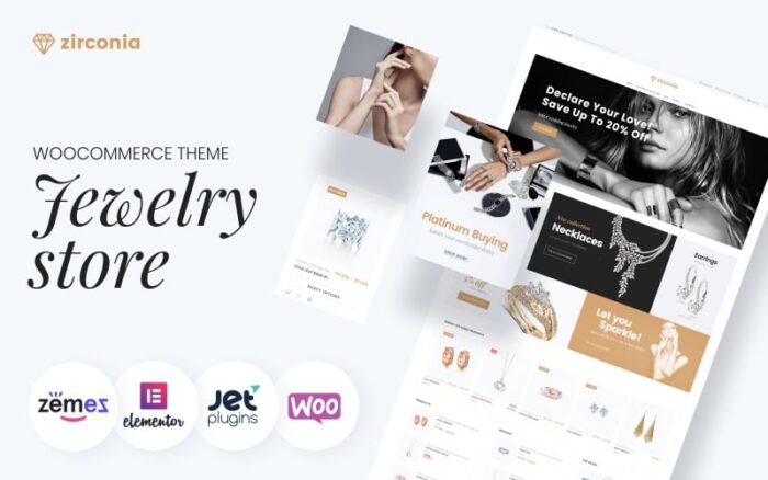 Zirconia Jewelry Accessories Store Responsive WooCommerce Theme