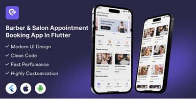 barber app ui template modern barber salon appointment booking app in flutter beardly app ui