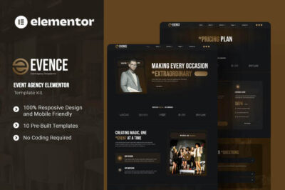 evence event agency elementor template kit