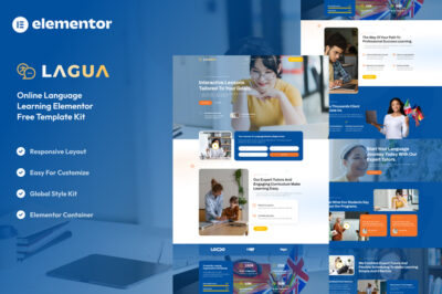lagua language course learning center elementor template kit