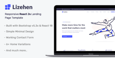 lizehen react landing page template