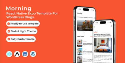 morning react native expo blog wordpress template