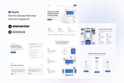payme payment gateway mobile app elementor template kit