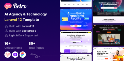 retro ai agency technology laravel 12 template