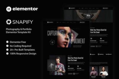 snapify photography portfolio elementor template kit