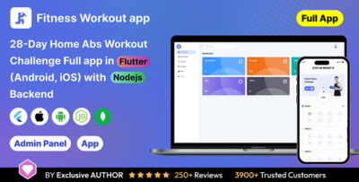 28 day home abs workout challenge full app in flutter android ios with node.js backend