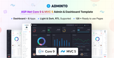 adminto asp.net core 9 mvc5 admin dashboard template