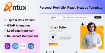 antux portfolio resume react next js template next 15