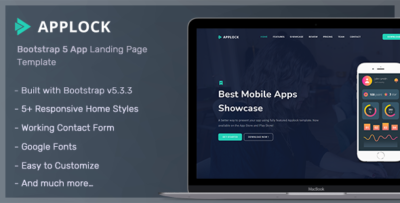 applock responsive app landing page template