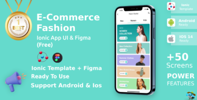 e commerce fashion app android ios figma ui kit ionic online shoping