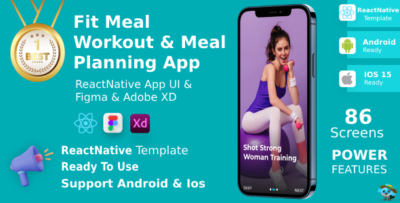 fitmeal android ios figma xd ui kit react native fitness meal planning app