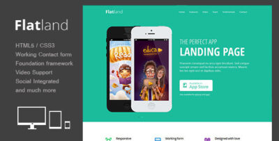 flatland responsive html5 app landing page