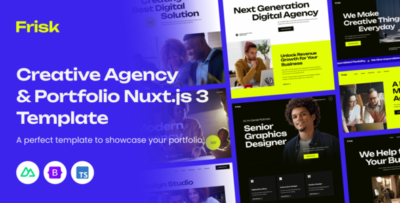 frisk creative agency portfolio vue nuxt.js template