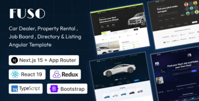 fuso car dealer property rental job board directory listing next js template