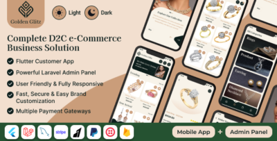 goldenglitz – d2c jewelry shopping mobile app with flutter laravel backend with admin panel andro